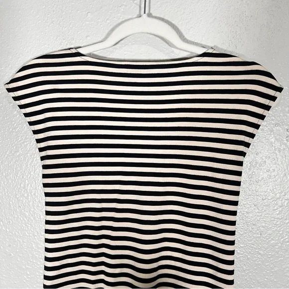 THEORY Clinton Stripe Sleeveless Twist-Front Dress Pima Cotton Size Small Petite - Picture 11 of 16